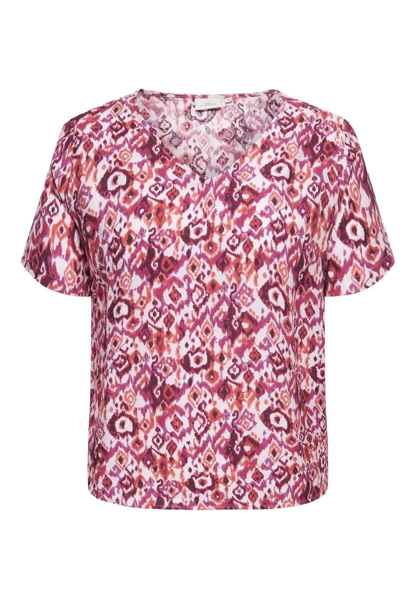 Ikat-Print T-Shirt mit V-Ausschnitt