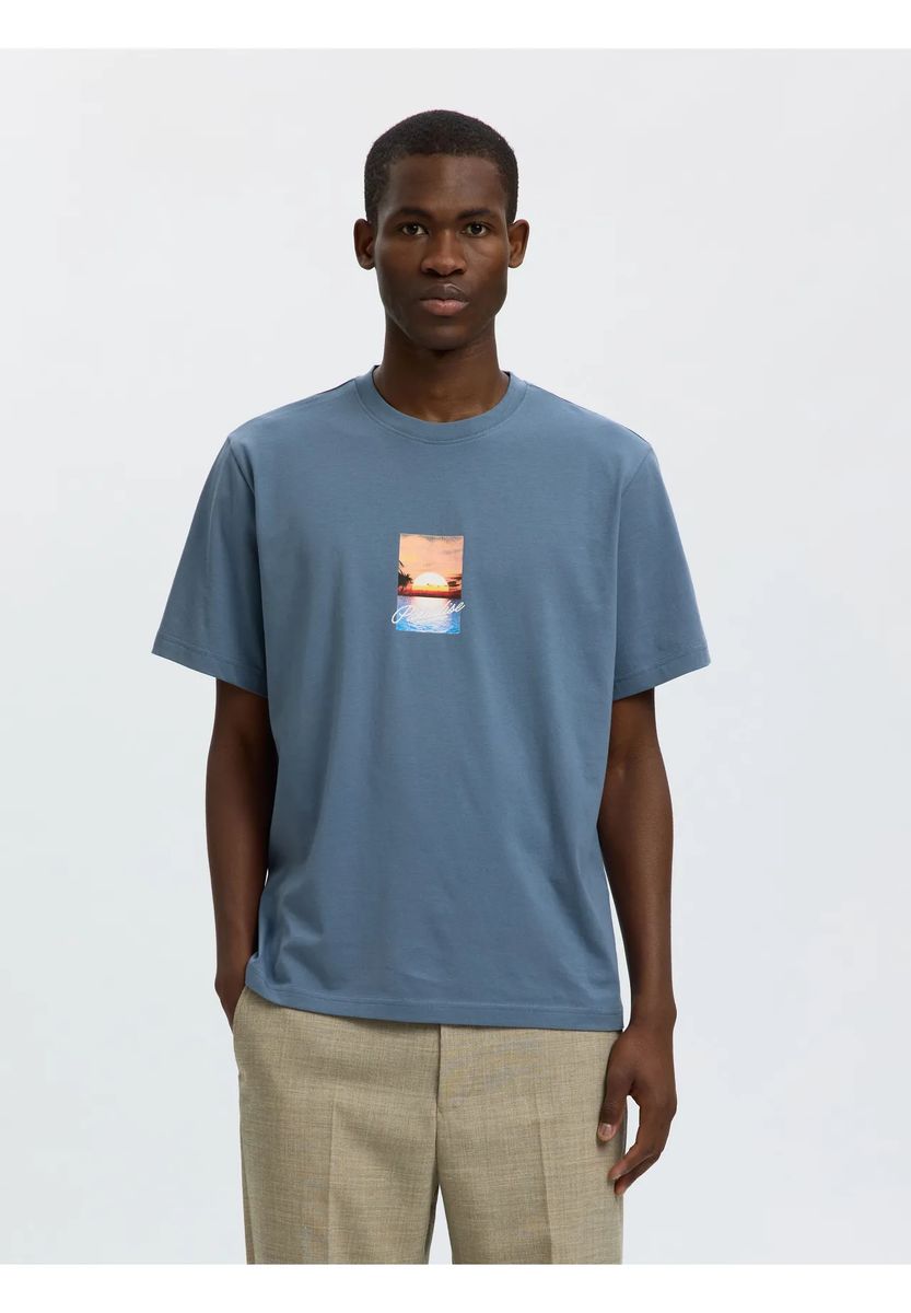 Lässiges T-Shirt mit Sunset-Grafik