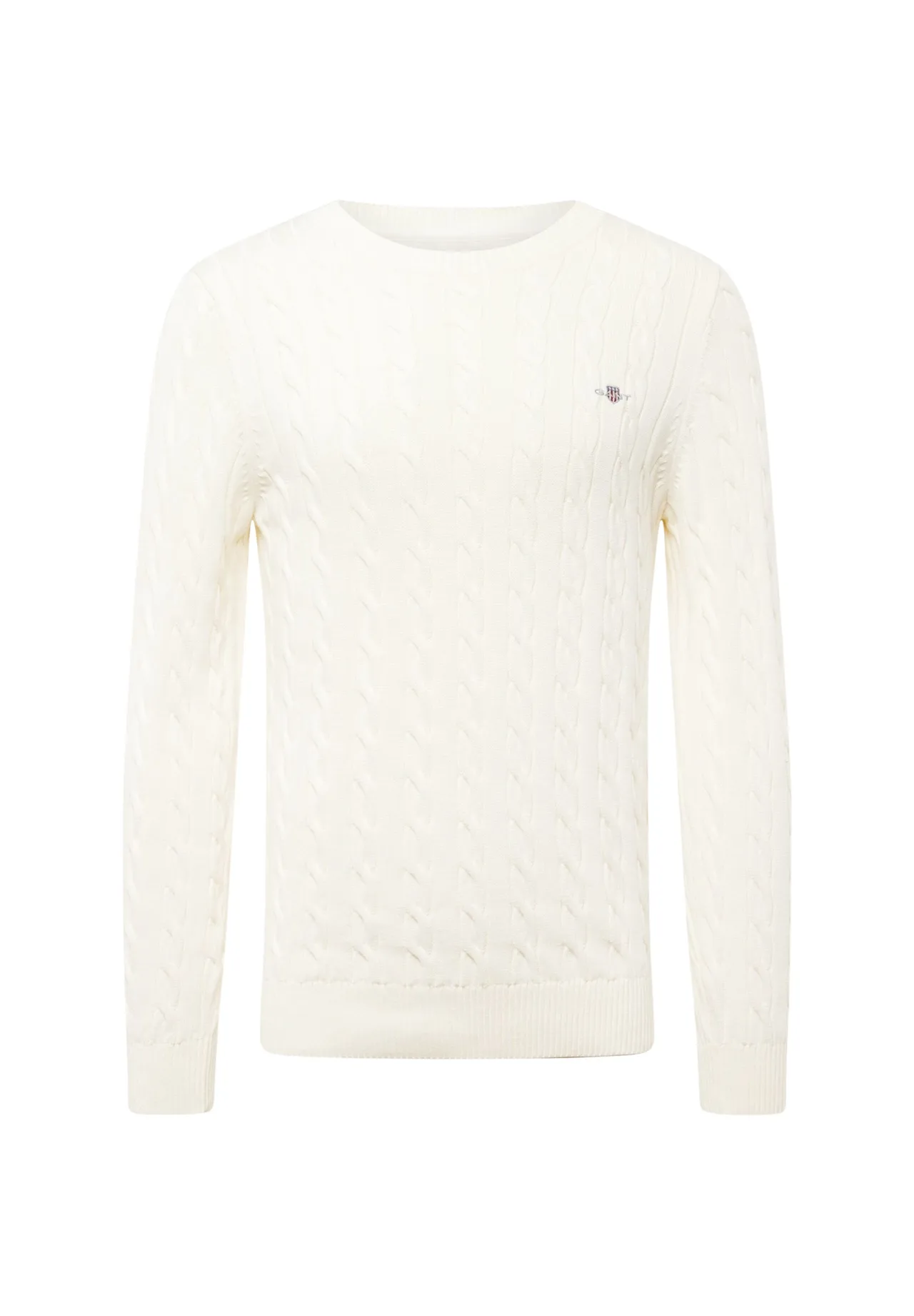 Klassischer Zopfstrickpullover mit Rundhalsausschnitt