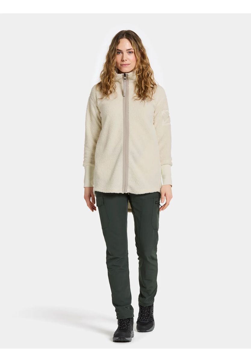 Lang geschnittene Teddy-Fleecejacke mit Stehkragen