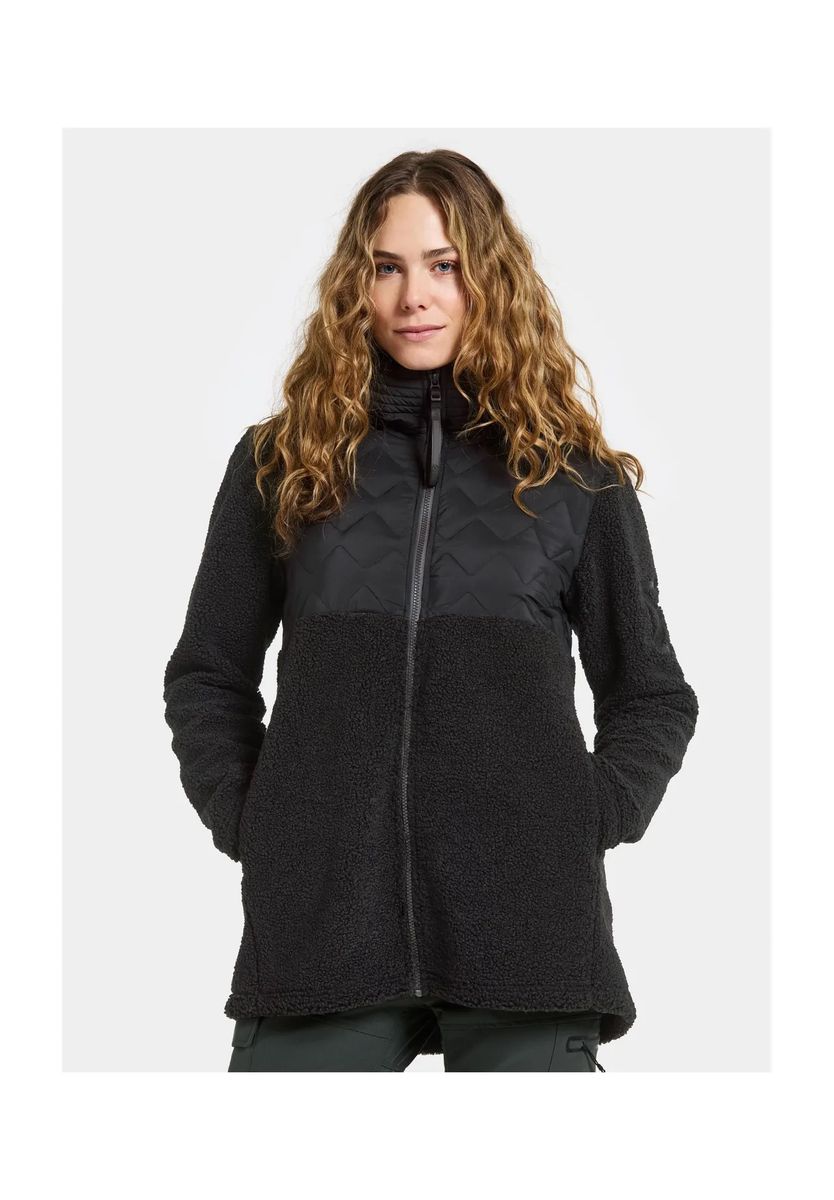 Lange Hybrid Teddy-Fleecejacke