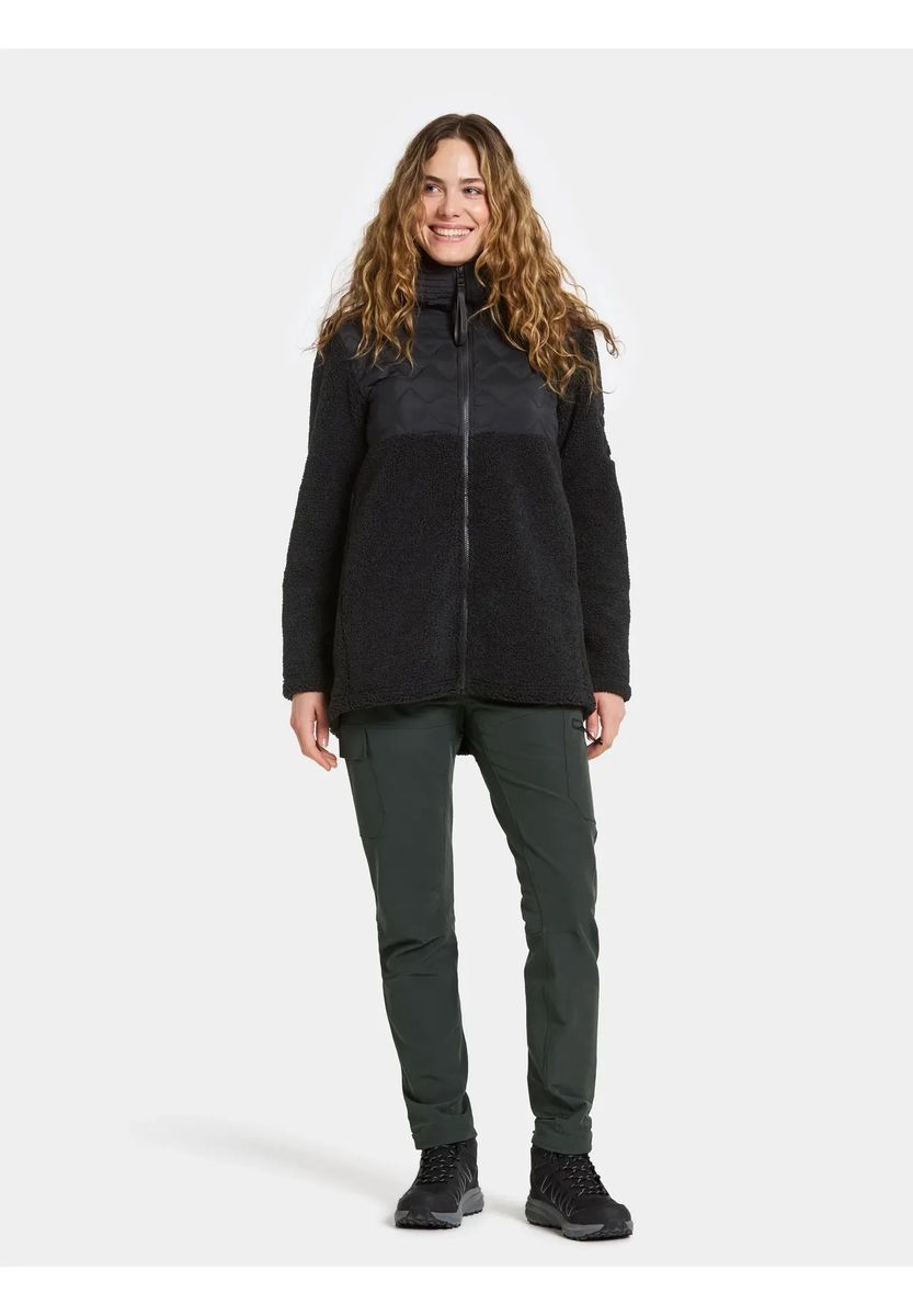 Lange Hybrid Teddy-Fleecejacke