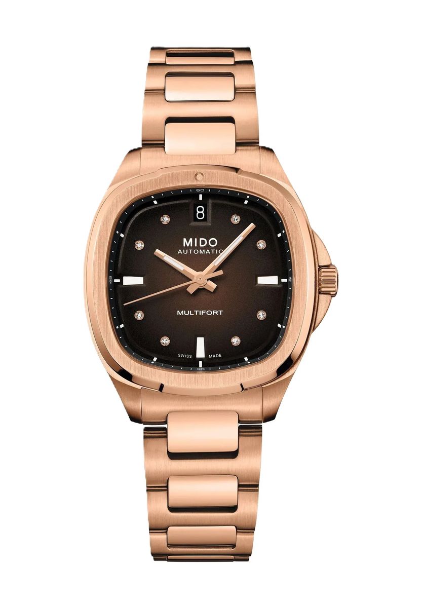 MIDO® Damen Diamantuhr "TV Big Date" M0493073329600, ROSÉGOLD