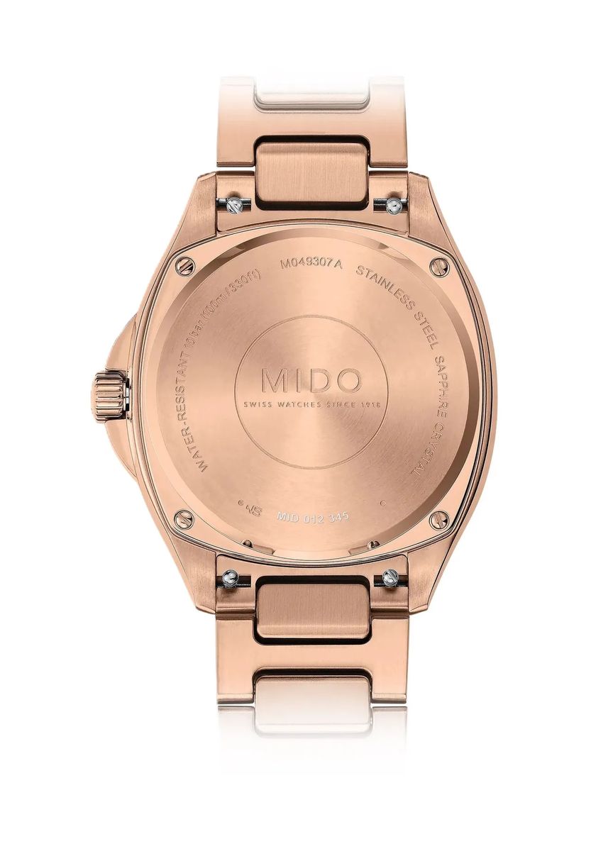 MIDO® Damen Diamantuhr "TV Big Date" M0493073329600, ROSÉGOLD