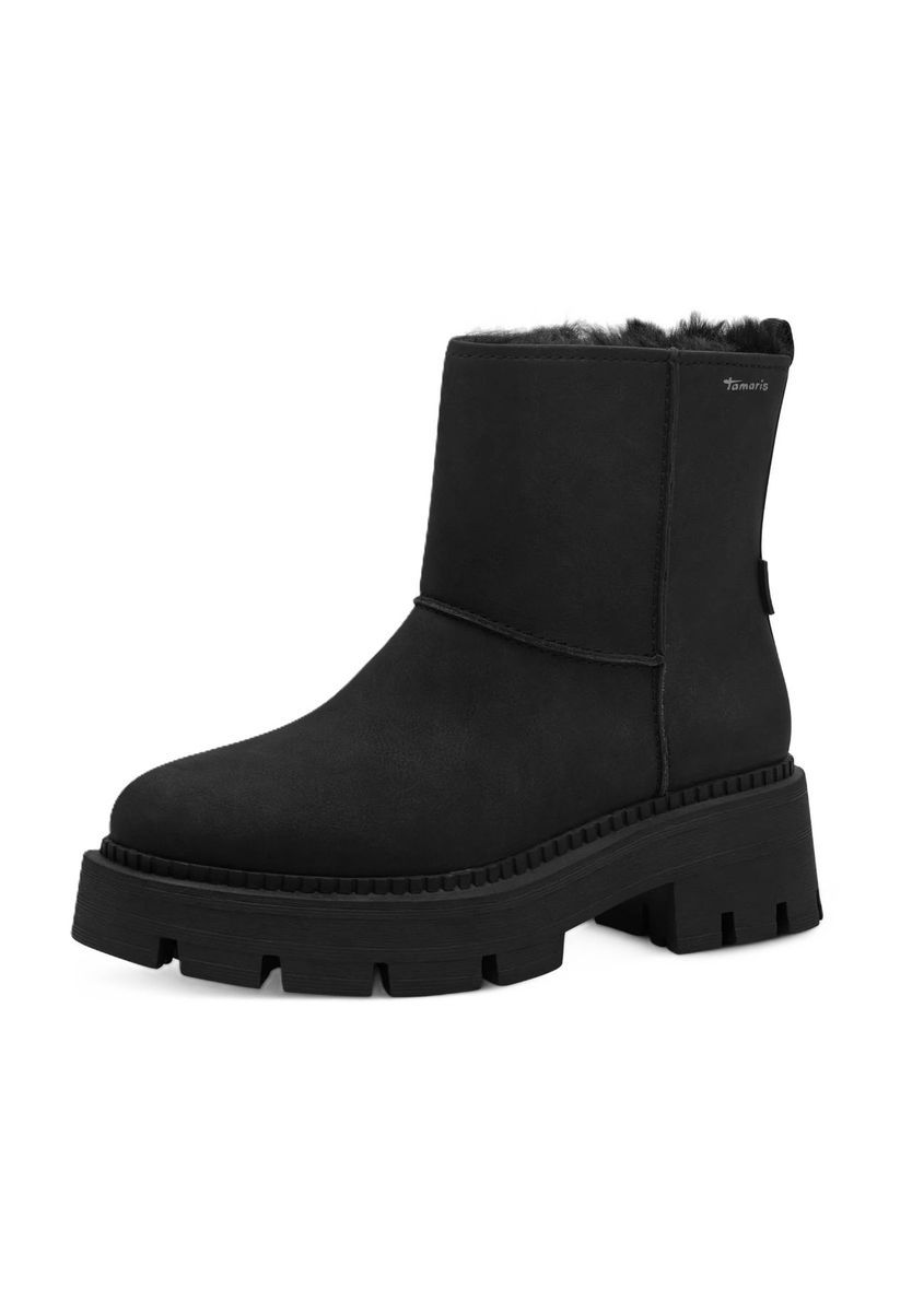 Schwarze Stiefeletten mit Faux-Pelz-Futter