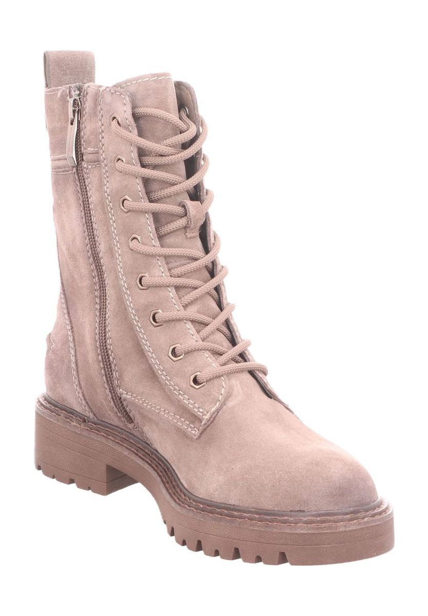 Schnür-Leder-Stiefelette mit Reißverschluss