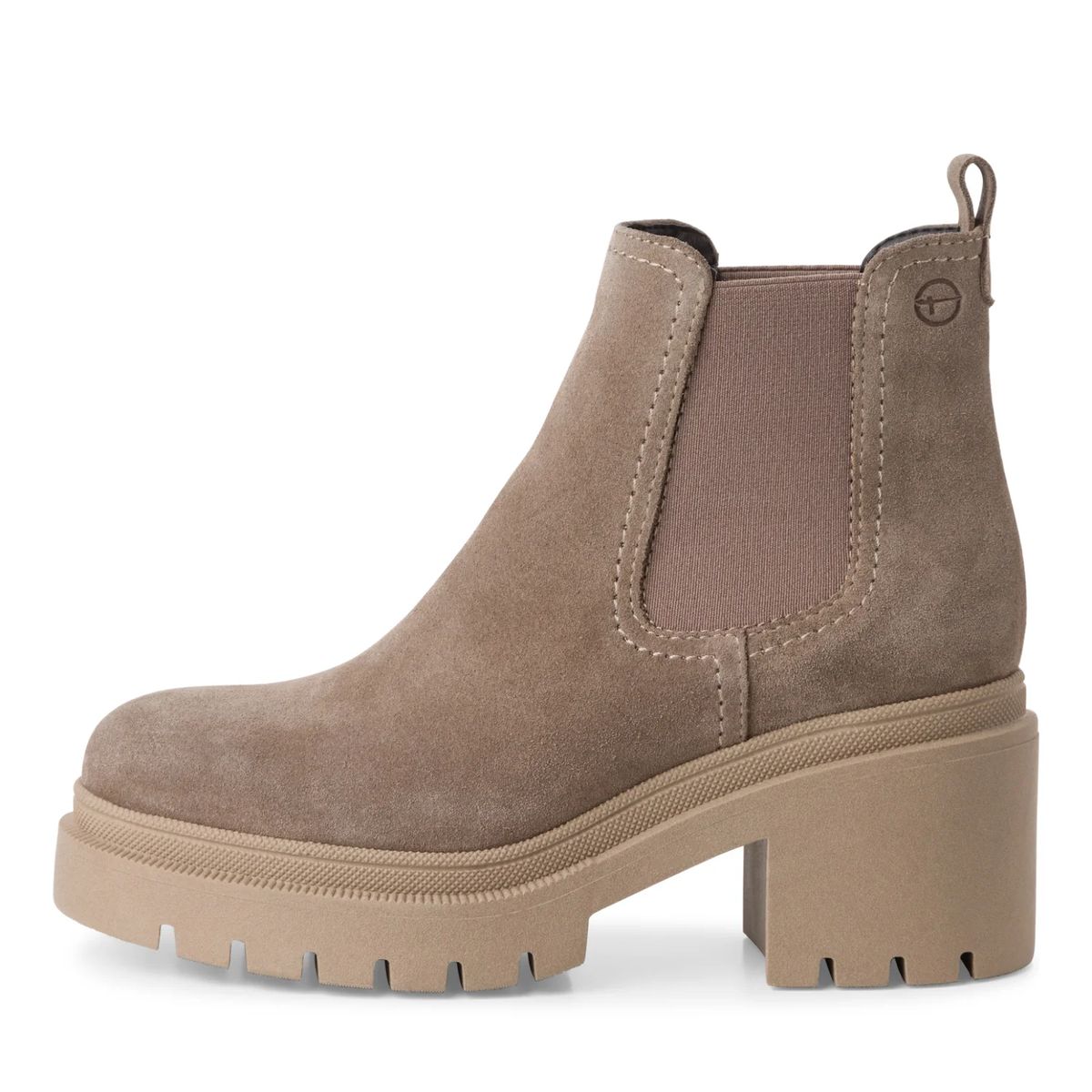 Chelsea Boots aus Wildleder mit Blockabsatz