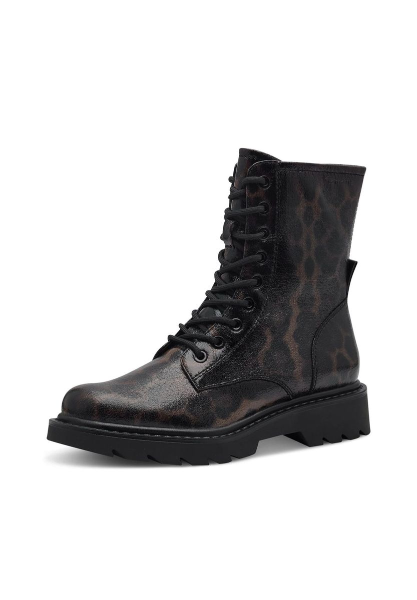 Schnürstiefeletten mit Leopardenmuster