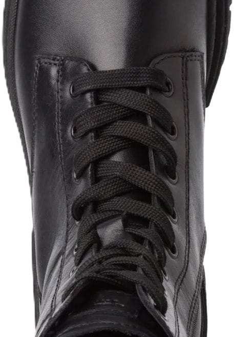 Leder-Schnürstiefelette mit Blockabsatz