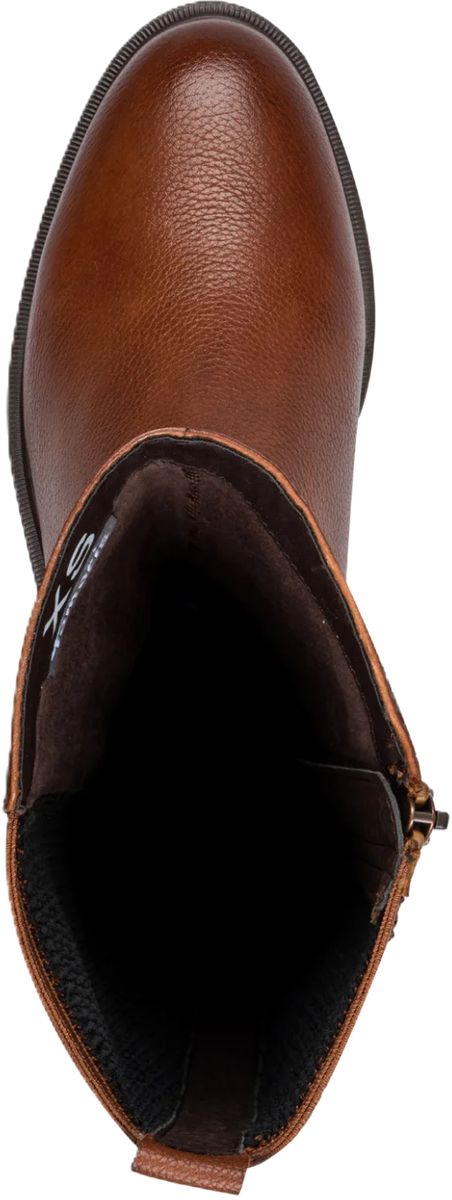 Brauner Lederreitstiefel mit Blockabsatz