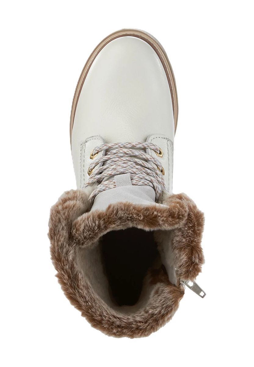 Schnürstiefelette aus Leder mit Kunstfell