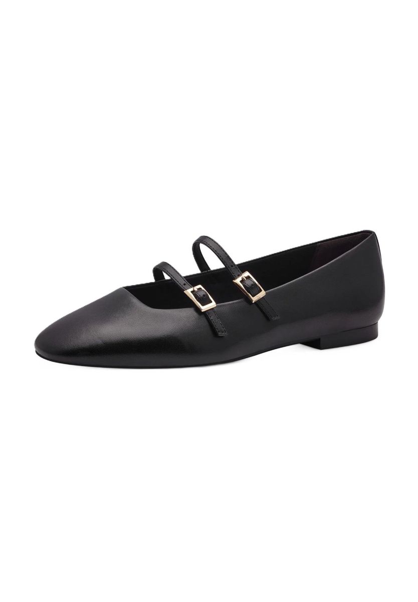 Schwarze Mary Jane Ballerinas aus Leder