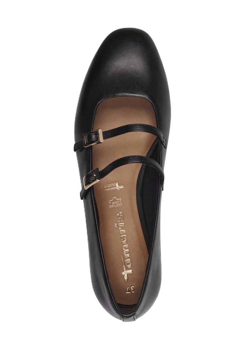 Schwarze Mary Jane Ballerinas aus Leder