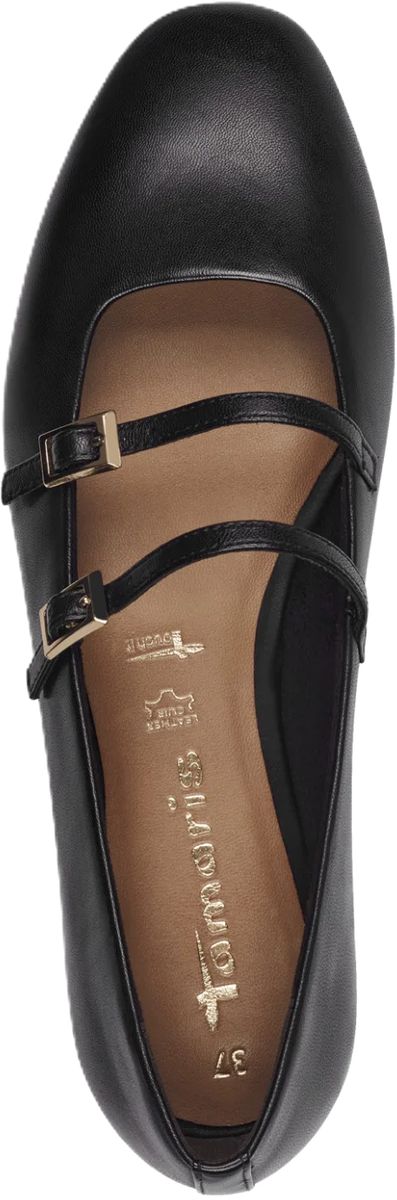 Schwarze Mary Jane Ballerinas aus Leder