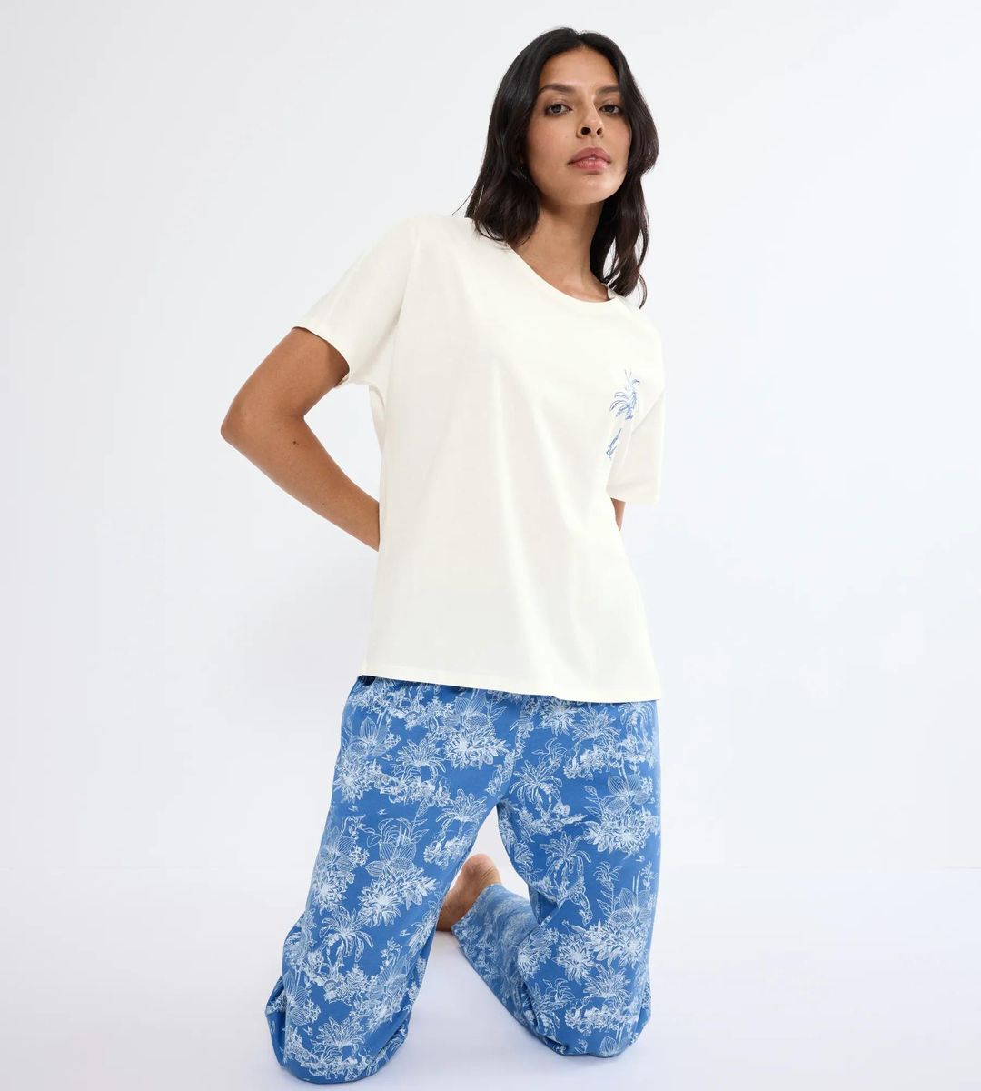 Lockeres Schlafshirt mit Palmen-Print
