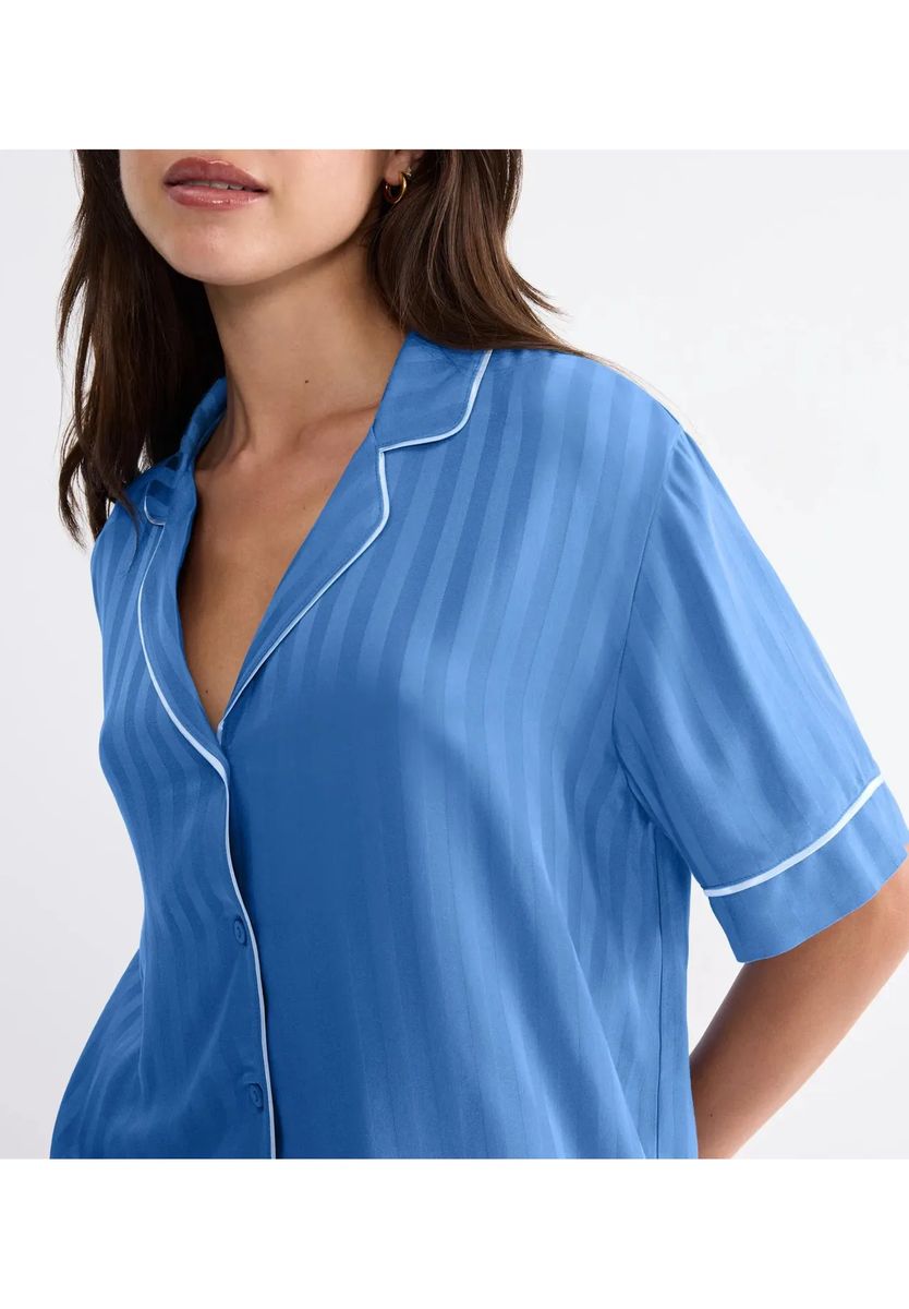 Jacquard-gestreiftes Boyfriend-Schlafanzugoberteil
