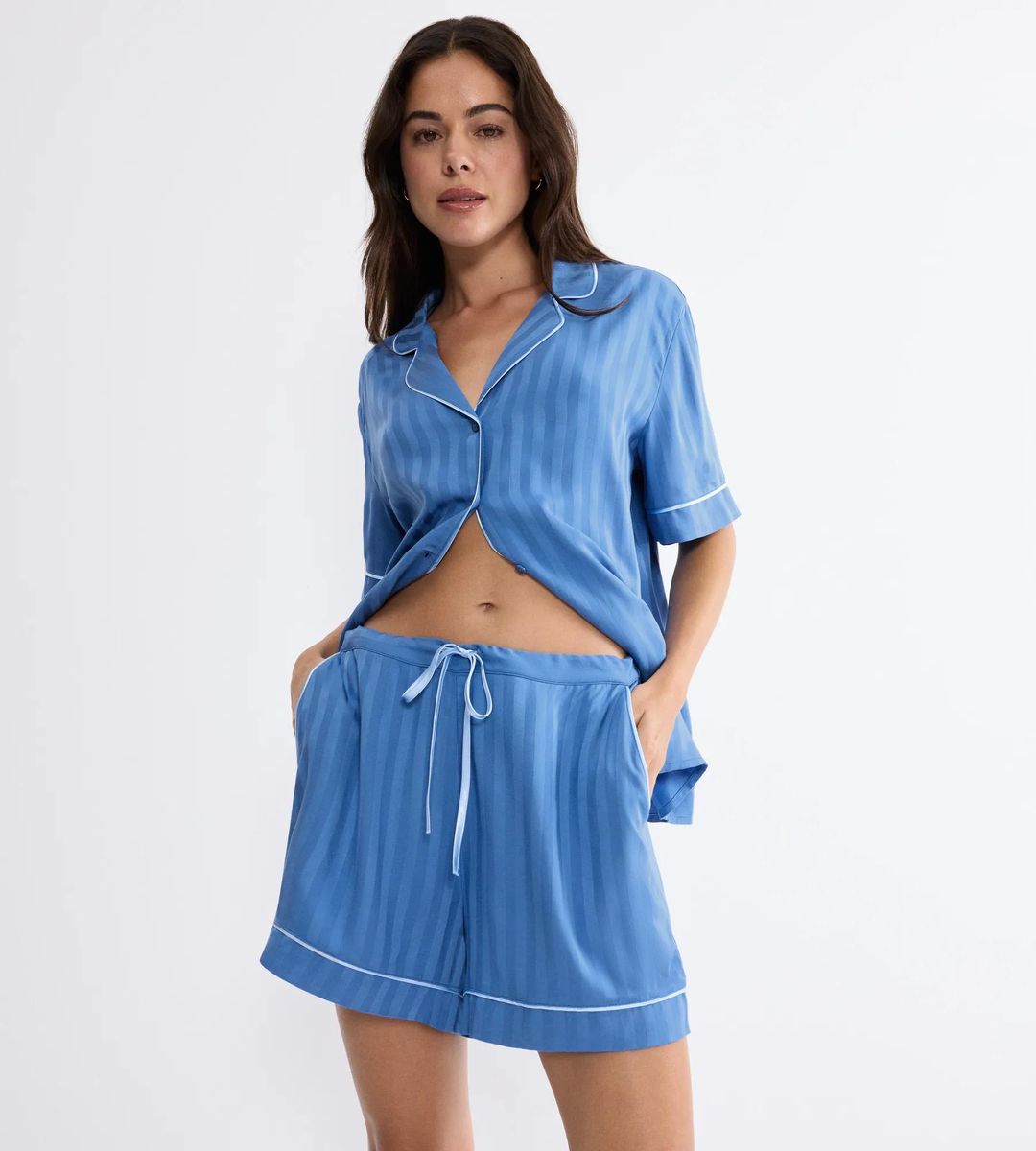 Gestreifte Jacquard-Schlafshorts