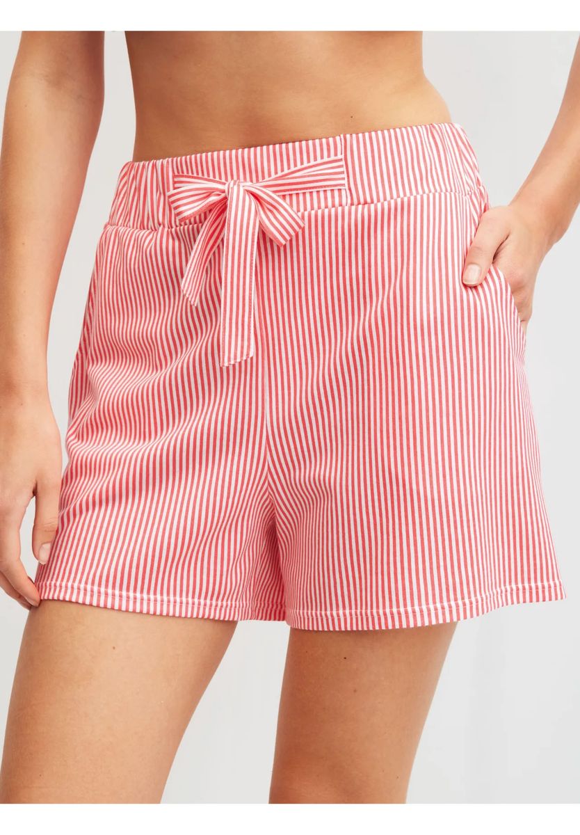 Gestreifte Lounge-Shorts mit Schleife