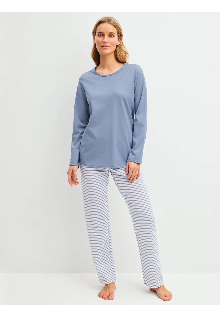 Klassisches Langarm-Pyjama-Set aus Baumwolle