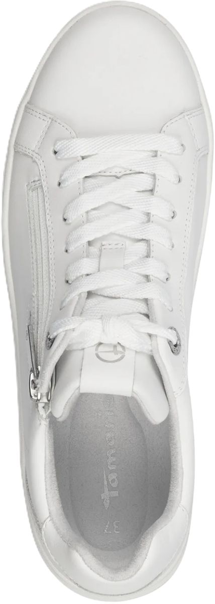 Weißer Leder-Low-Top-Sneaker mit Reißverschluss