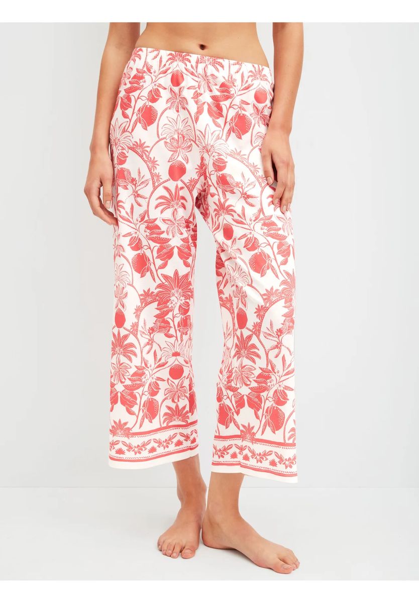 Lounge-Hose mit tropischem Allover-Print
