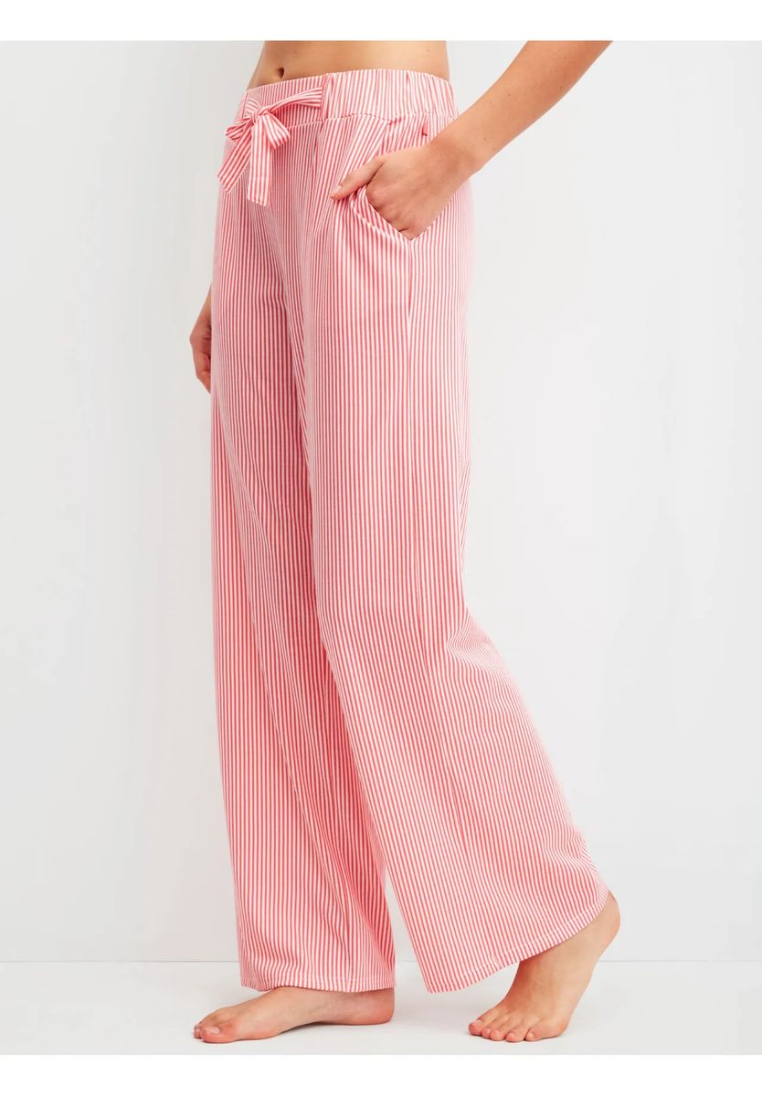 Gestreifte Loungewear-Hose mit weitem Bein