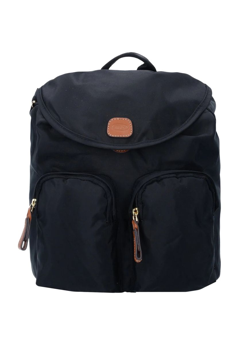 Rucksack aus Satin-Nylon mit Lederbesatz