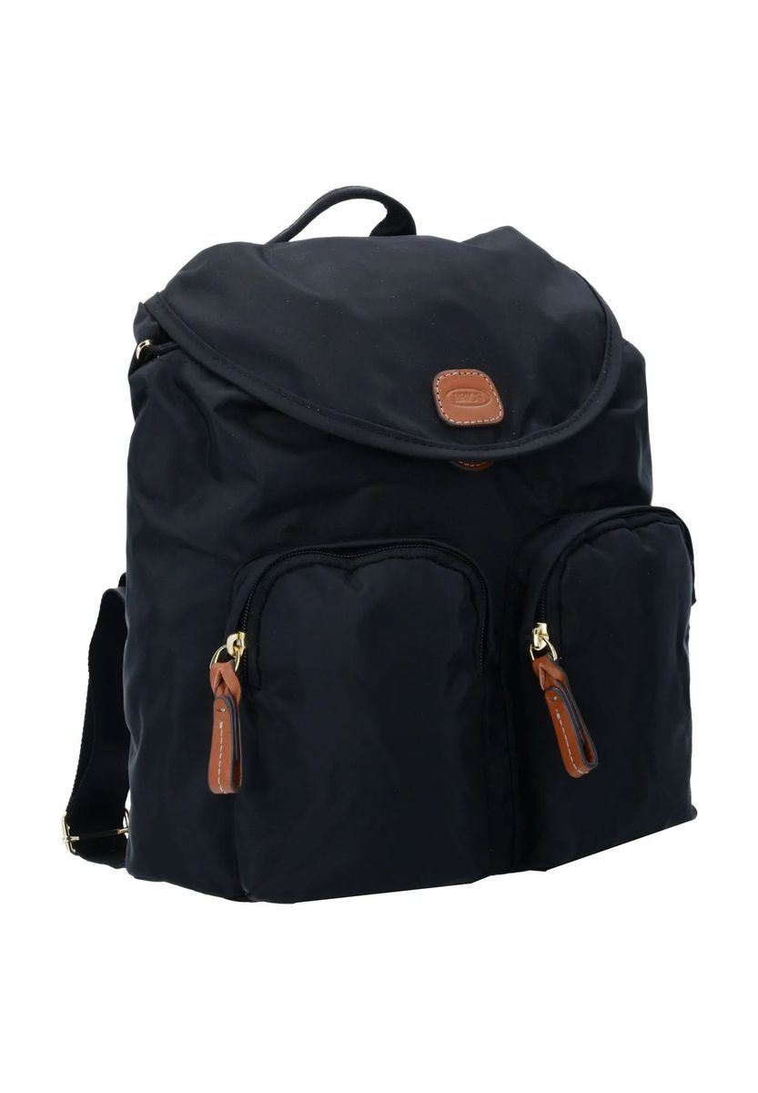 Rucksack aus Satin-Nylon mit Lederbesatz