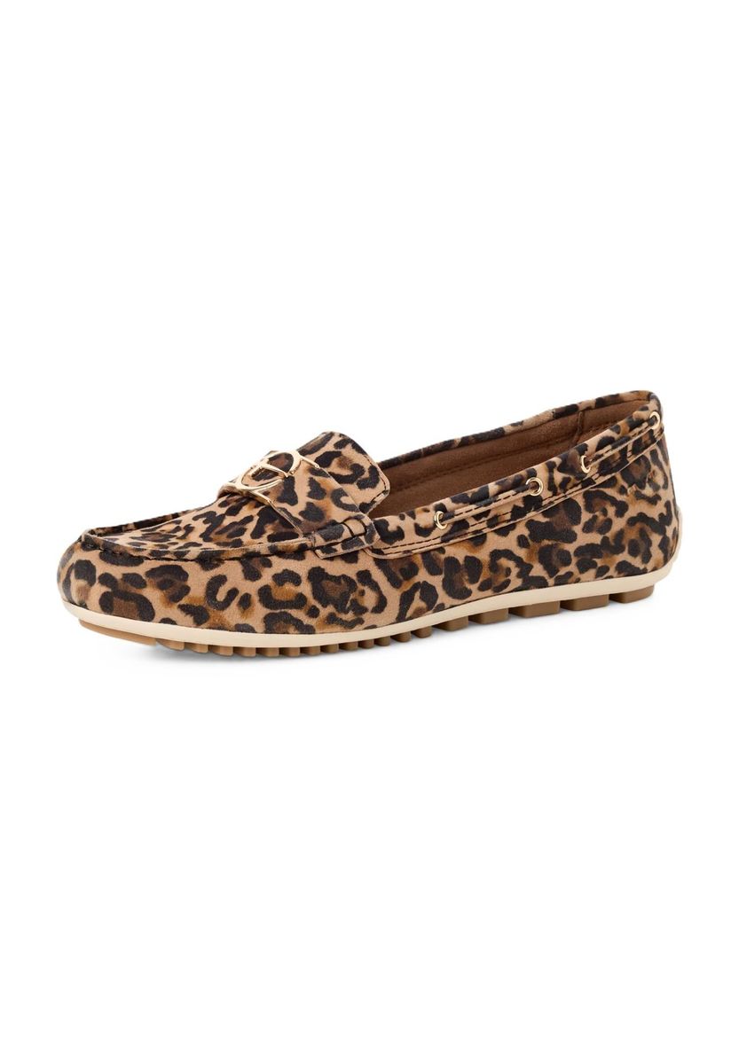 Loafer aus Leder mit Leopardenmuster und Schnalle