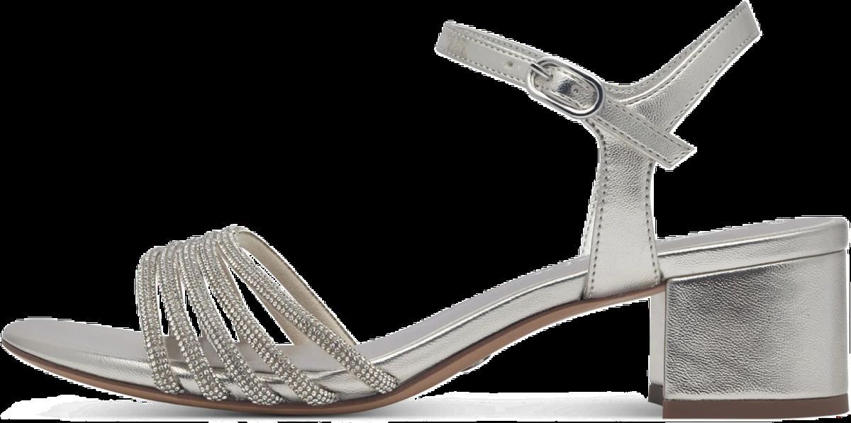 Funkelnde Riemchen-Sandalette mit Blockabsatz