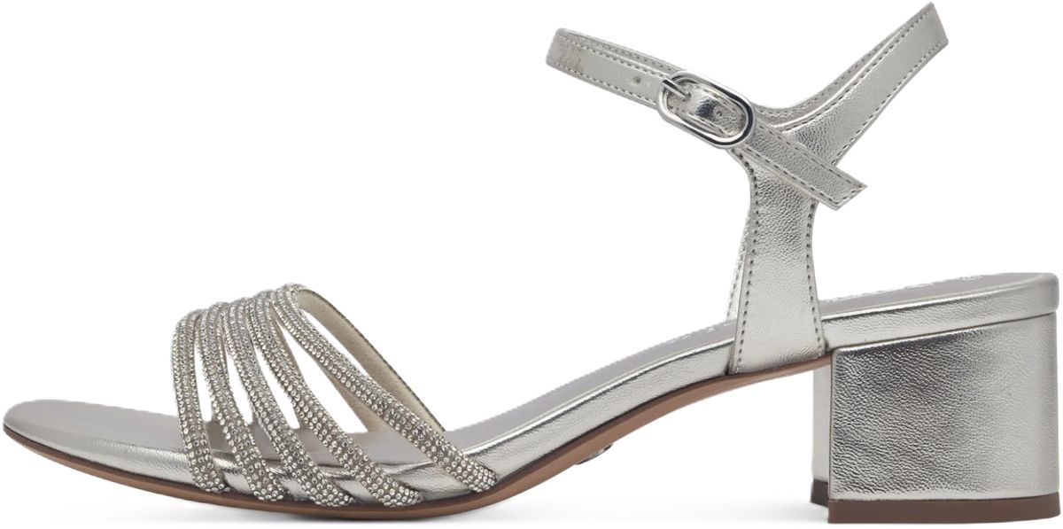 Funkelnde Riemchen-Sandalette mit Blockabsatz