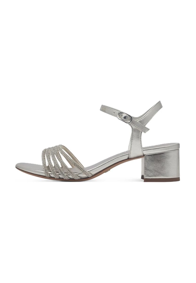 Funkelnde Riemchen-Sandalette mit Blockabsatz
