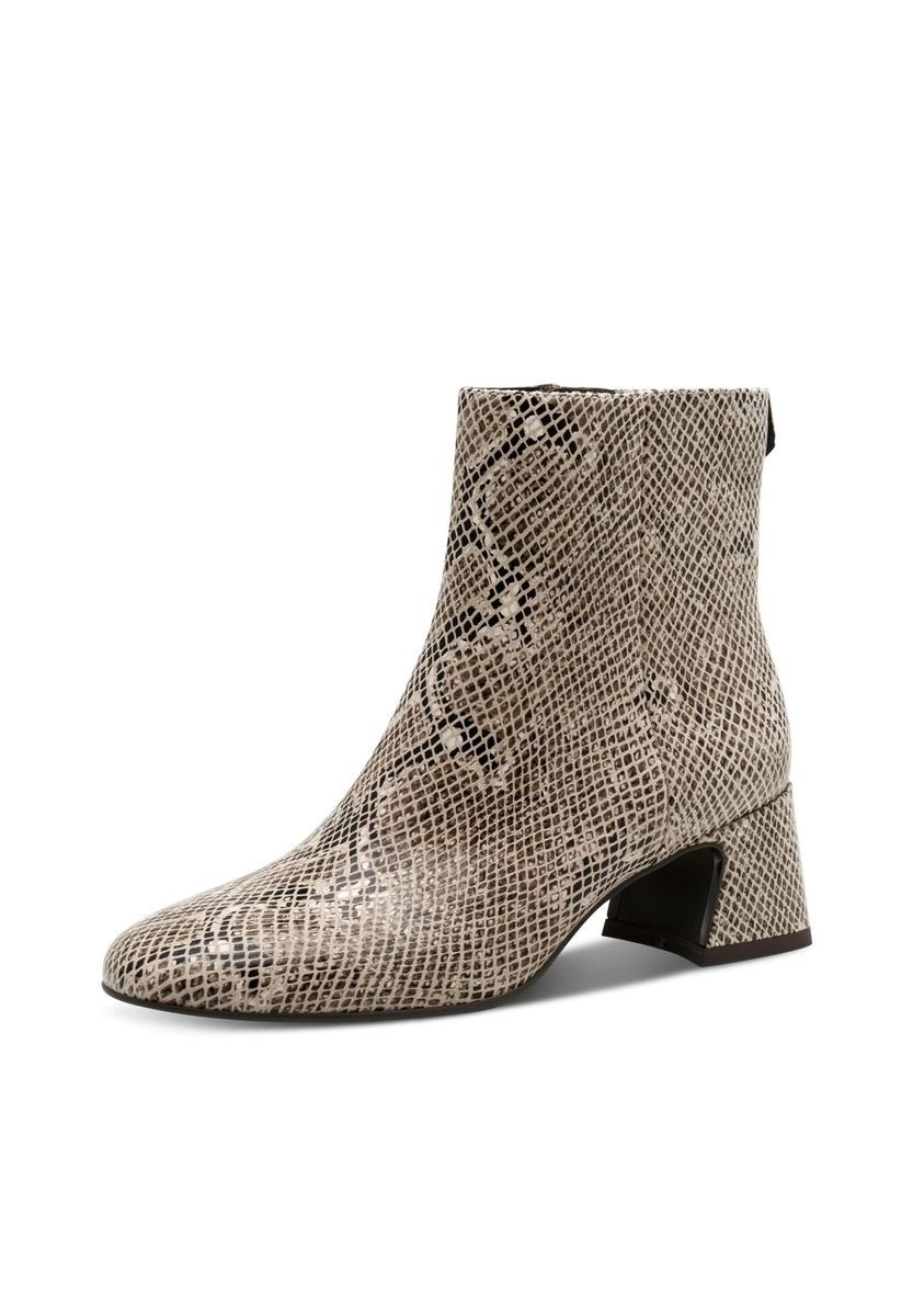 Stiefeletten mit Blockabsatz im Schlangenleder-Print