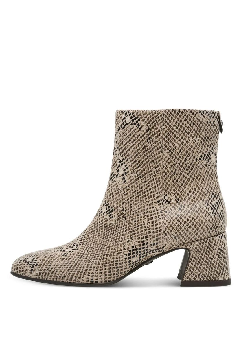 Stiefeletten mit Blockabsatz im Schlangenleder-Print