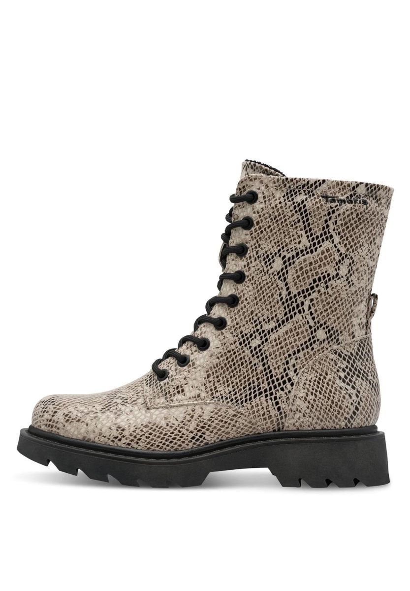 Schnürstiefeletten mit Schlangenmuster