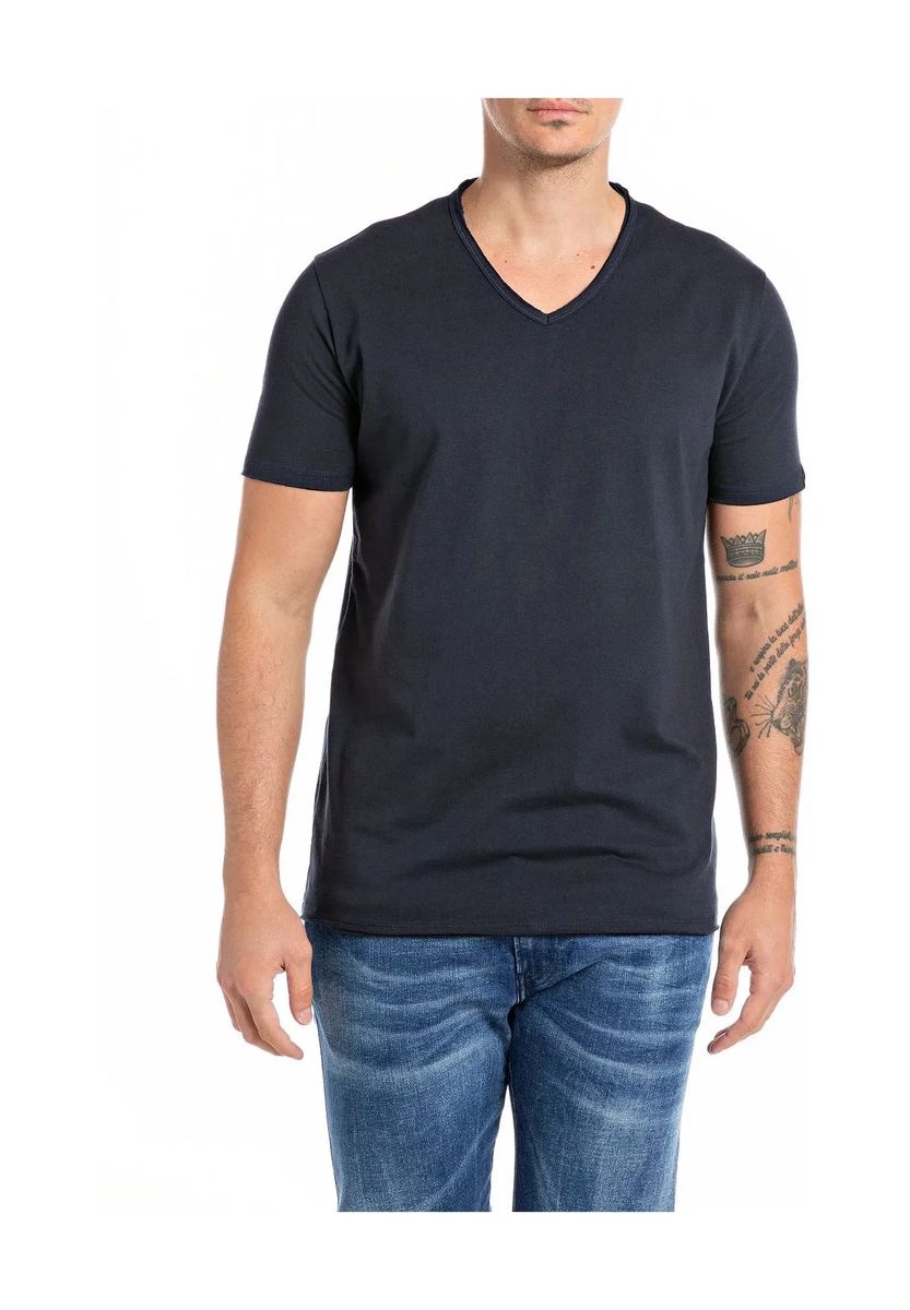 Essentielles Baumwoll-T-Shirt mit V-Ausschnitt