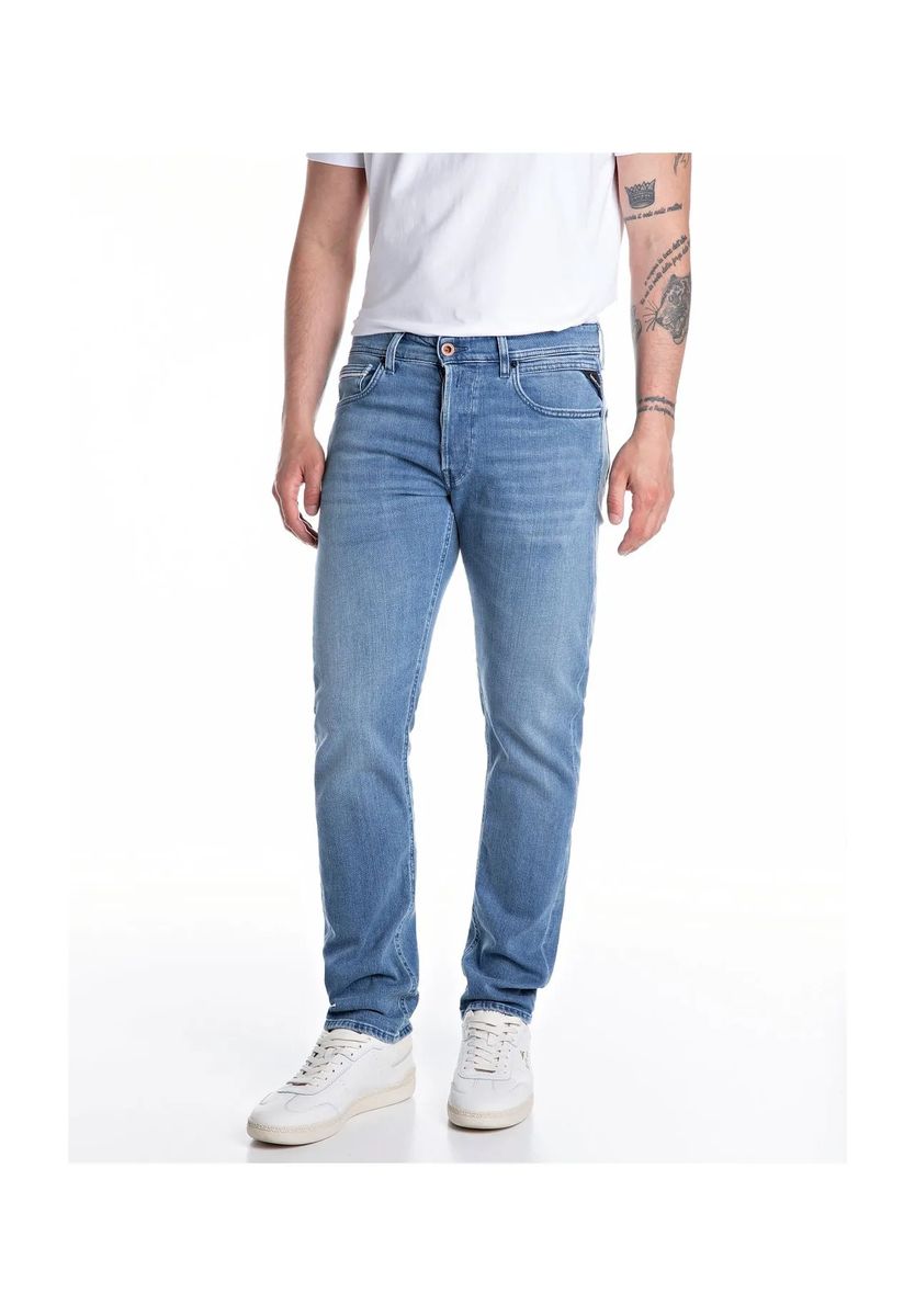Straight Fit Jeans mit hellblauer Waschung