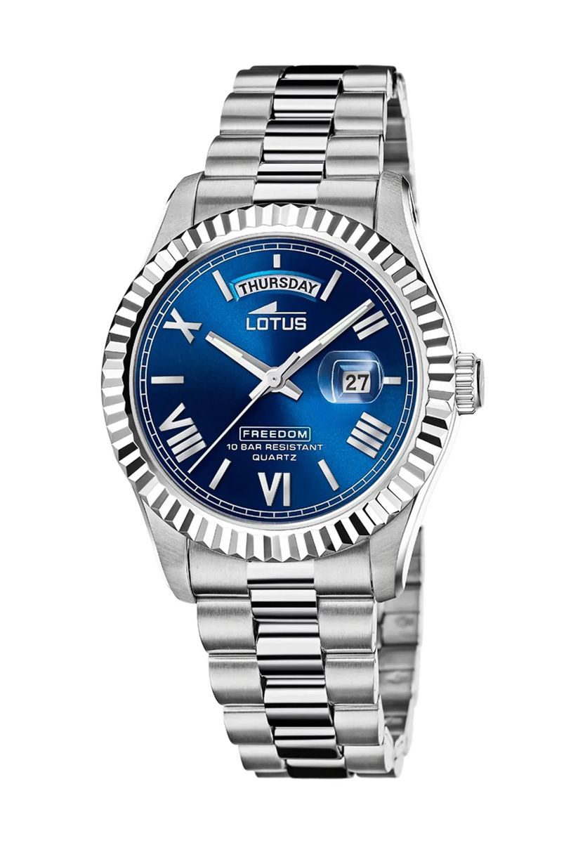 Klassische Day-Date Uhr mit Riffel-Lünette