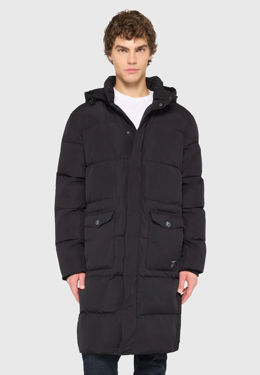 Langer Steppparka mit Kapuze