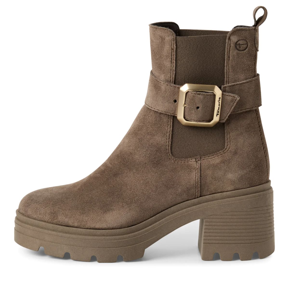 Chelsea-Stiefel aus Wildleder mit Schnalle