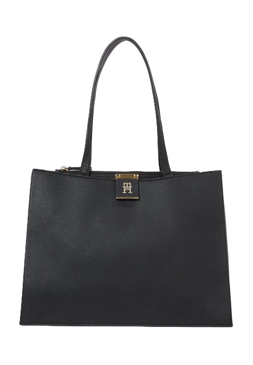 Strukturierte Shopper-Tasche mit Emblem