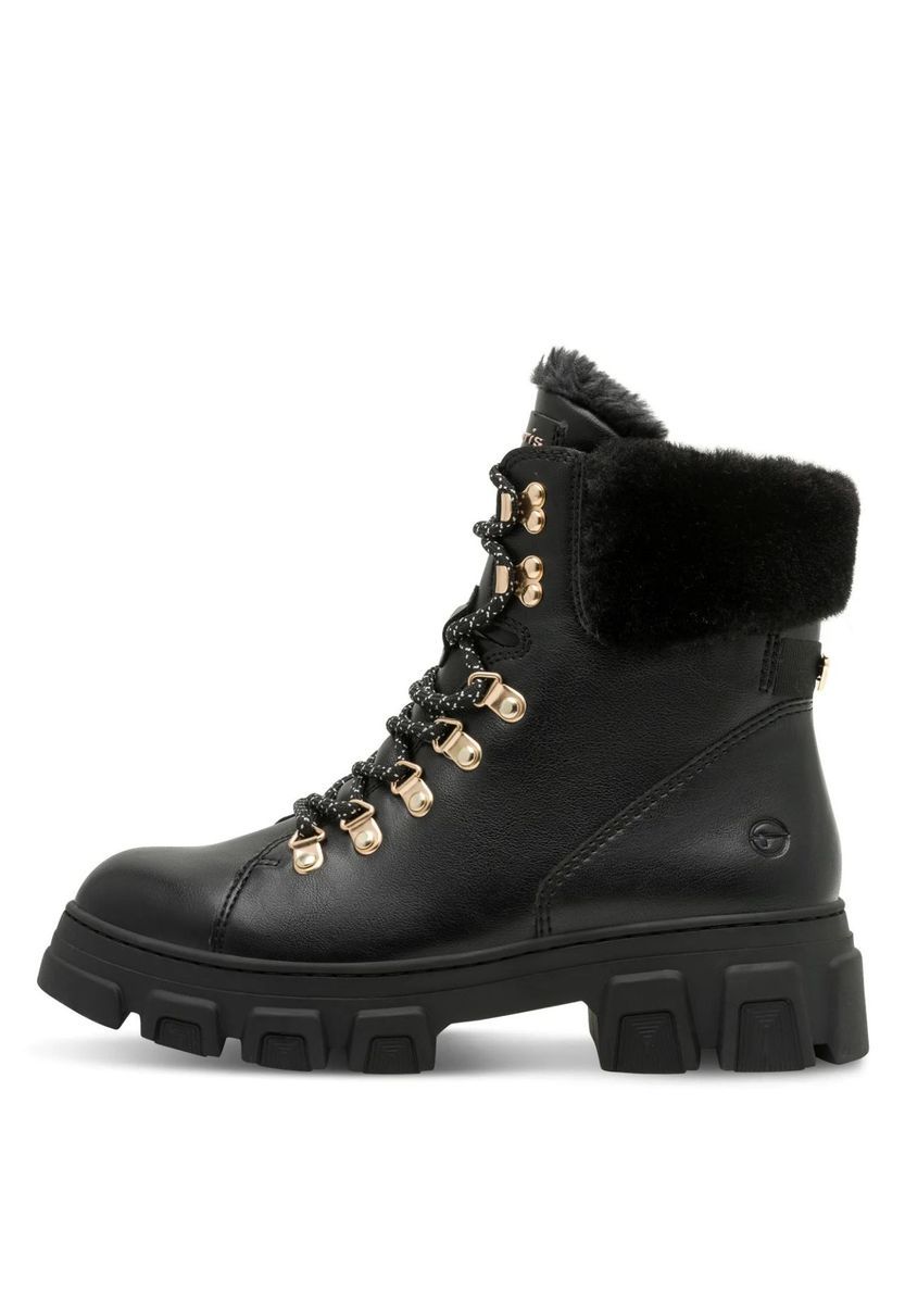 Schwarze Winterstiefeletten aus Kunstleder