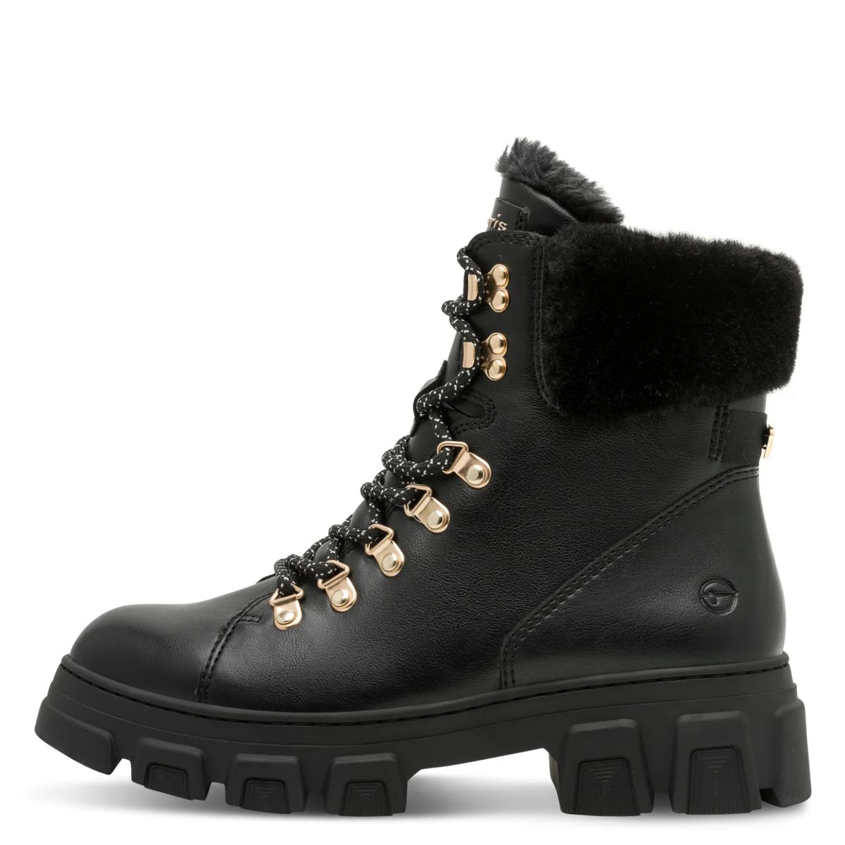 Schwarze Winterstiefeletten aus Kunstleder