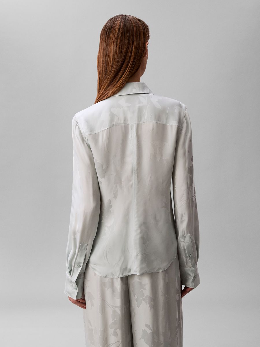 Fließende Jacquard-Bluse mit Blumenmuster
