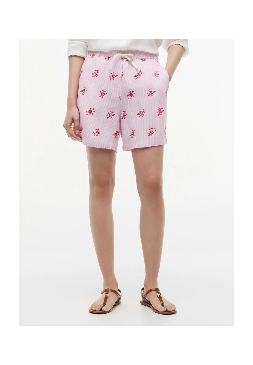 Seersucker-Shorts mit Monogramm und Tunnelzug
