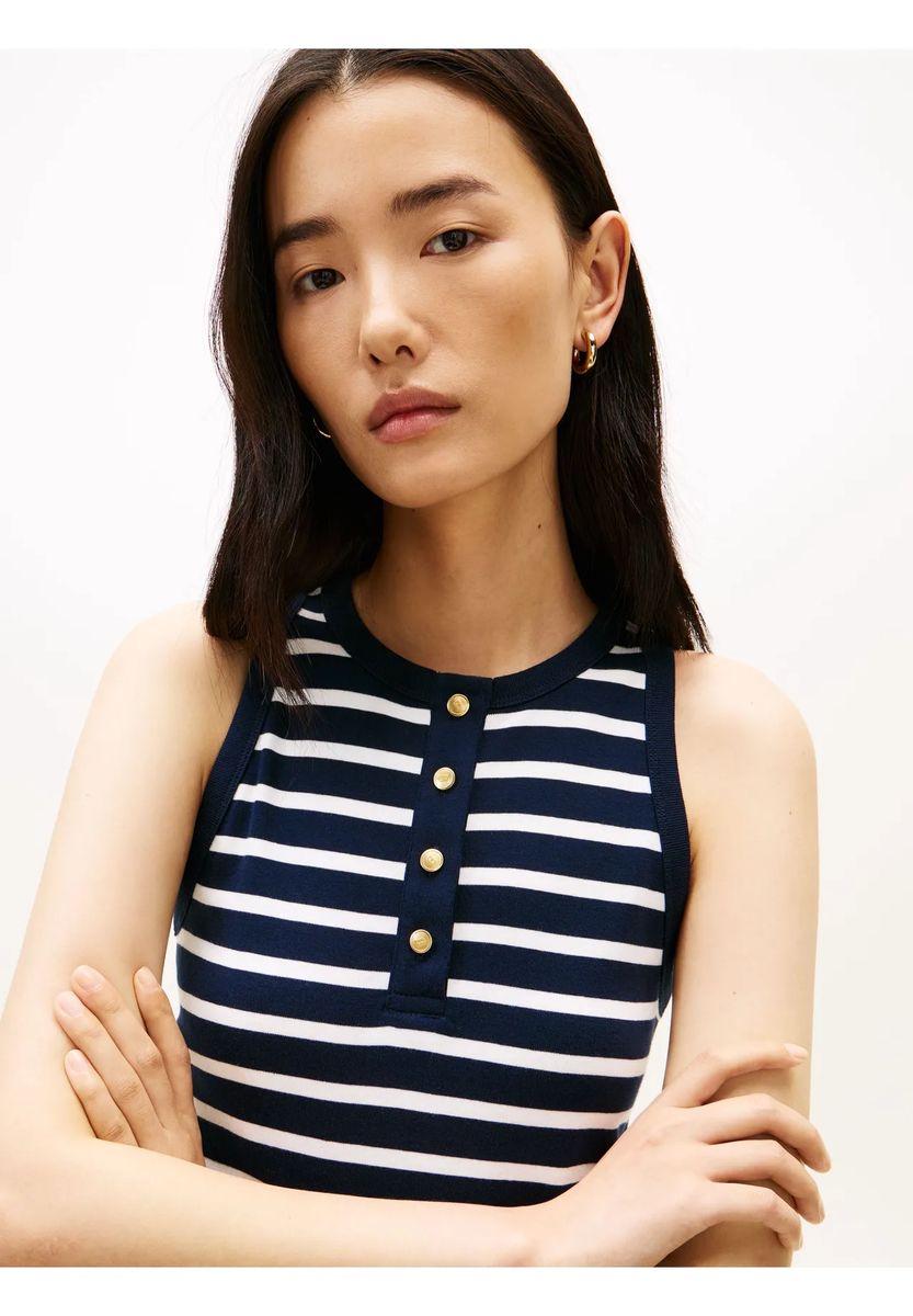 Maritimes gestreiftes Henley-Midikleid