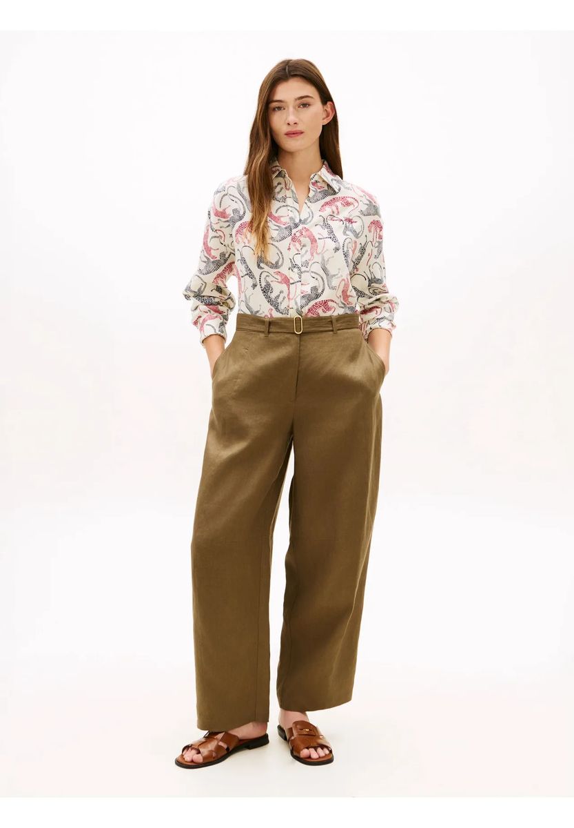 Leinenbluse mit Leoparden-Print