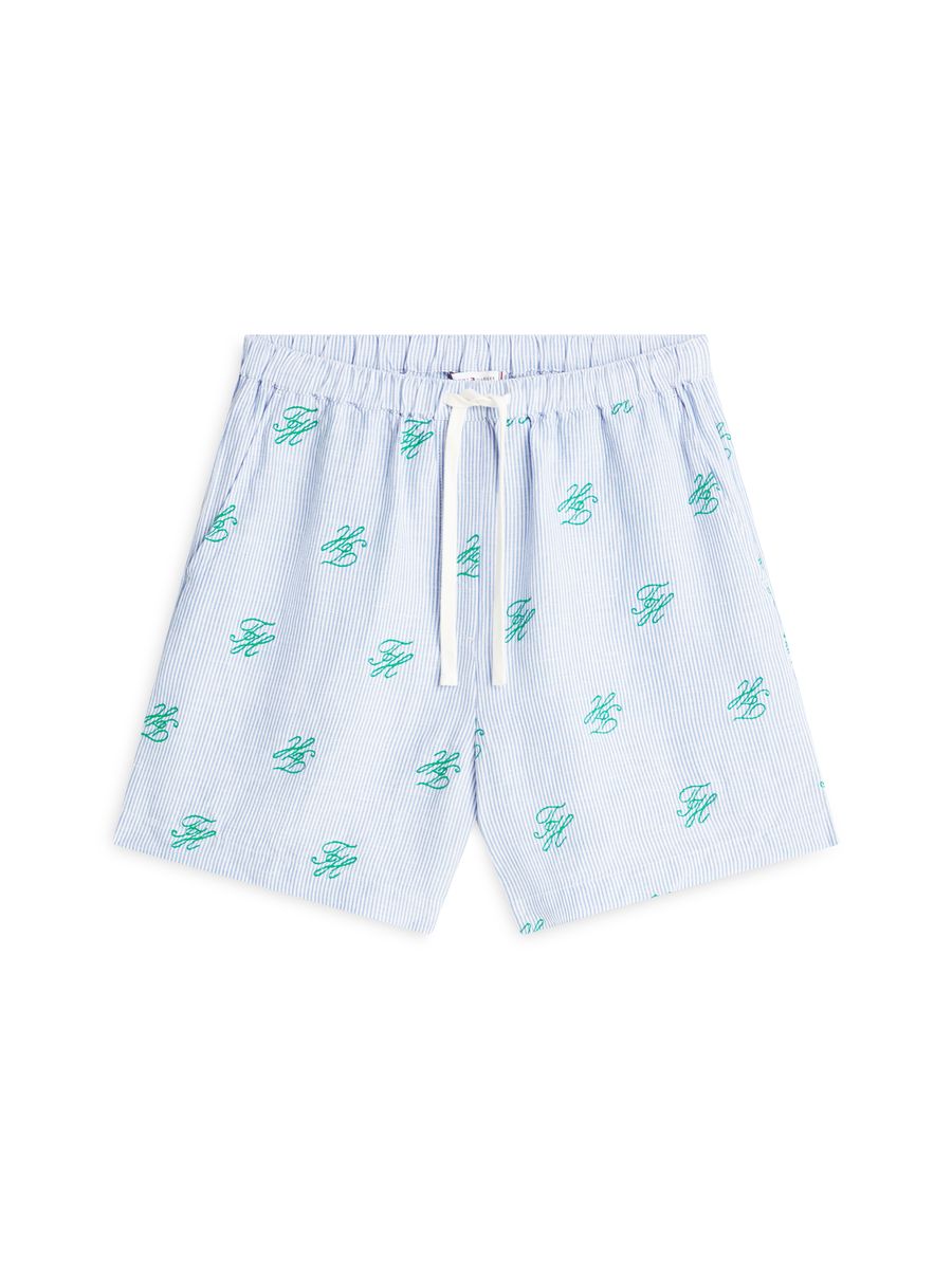 Gestreifte Shorts mit Stickerei-Details