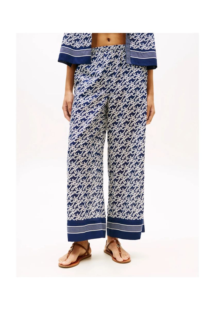 Weite Stoffhose mit Monogram-Print