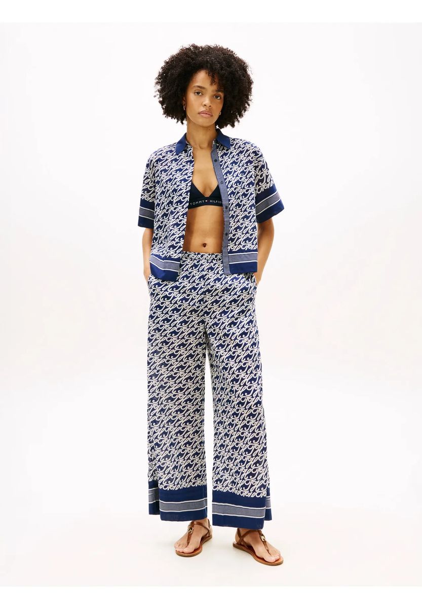 Weite Stoffhose mit Monogram-Print